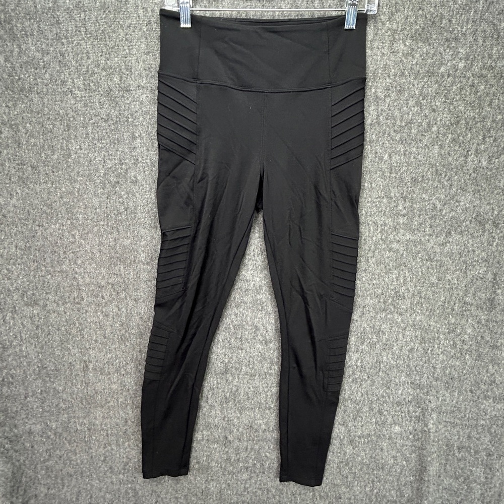 Athleta Delancey Moto Tight Athleisure Sz Small Zippered Ankles/Back Pockets 782